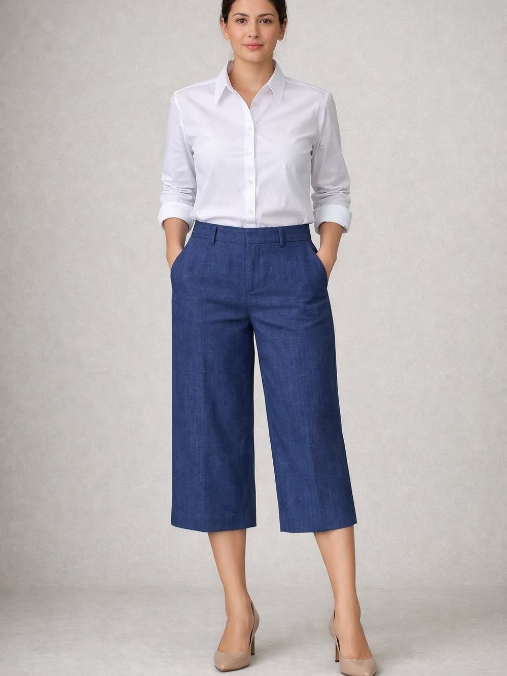 Banana Republic Blue Midi Cropped Tailored Dress Pants Size 2P NWOT